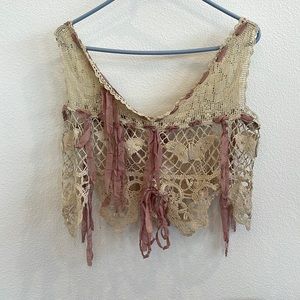 Magnolia Pearl Two Toned Crocheted Lace Vest
